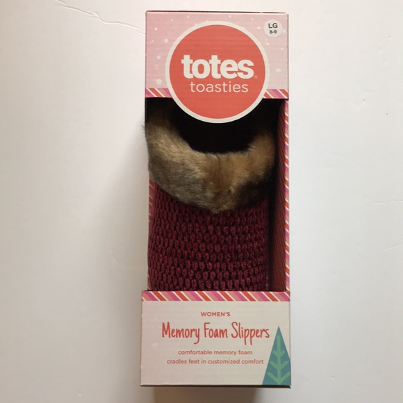 Totes toasties Woman’s Memory Foam Slippers - Maroon - Picture 3 of 6